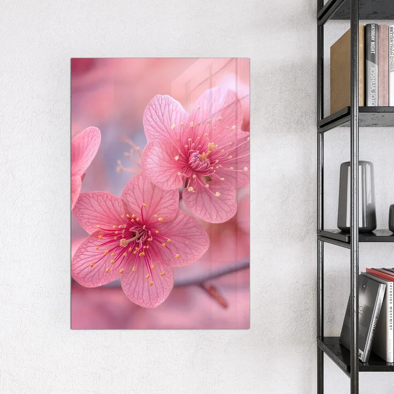 Glas Magnettafel - Drei Blüten in Pink