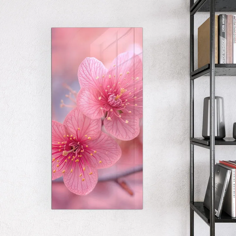 Glas Magnettafel - Drei Blüten in Pink