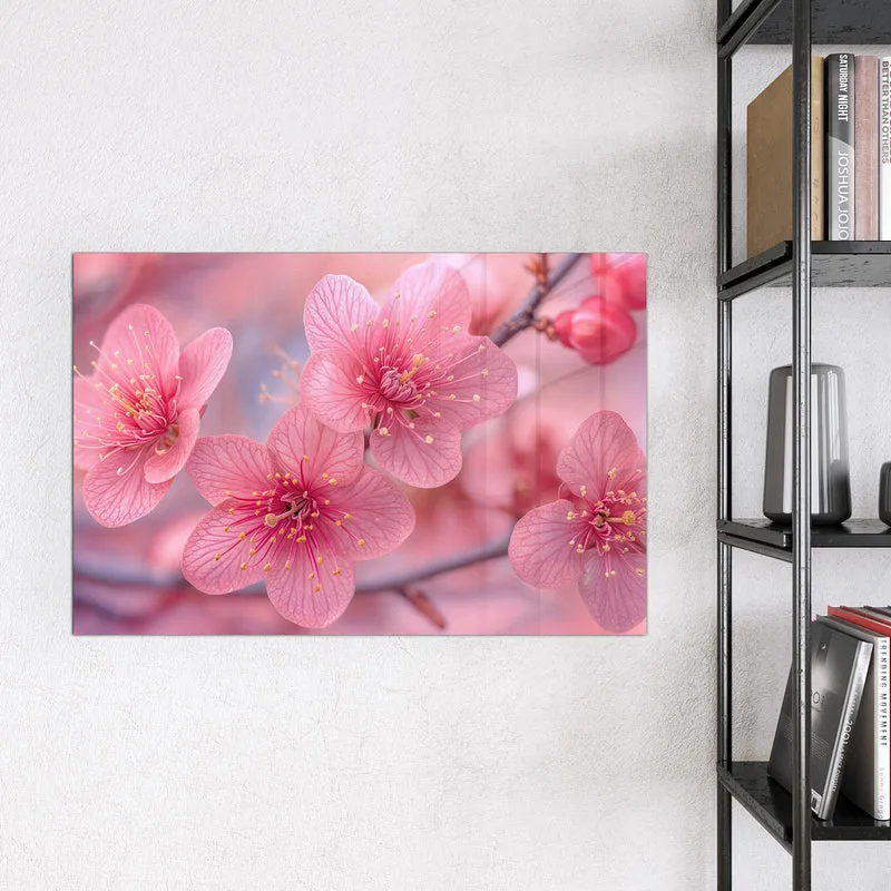 Glas Magnettafel - Drei Blüten in Pink