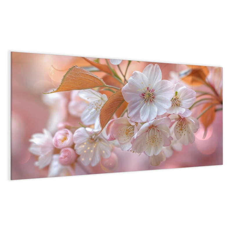 Glas Magnettafel - Blüten mit Bronzelaub