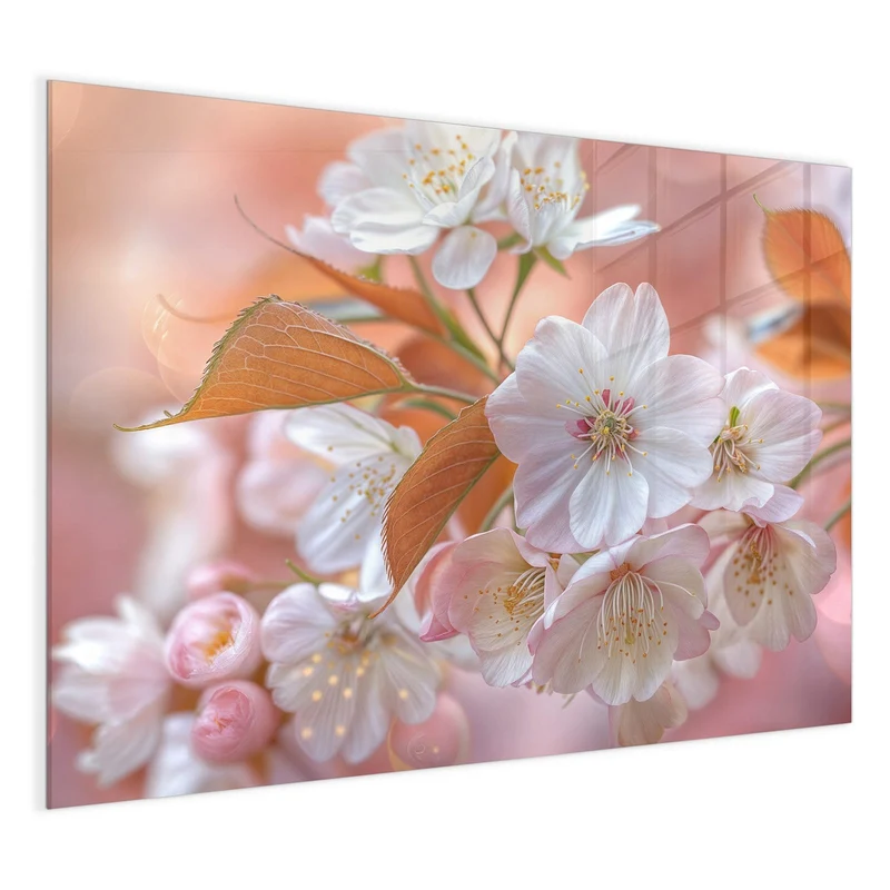 Glas Magnettafel - Blüten mit Bronzelaub