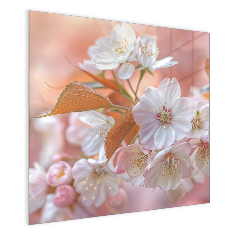 Glas Magnettafel - Blüten mit Bronzelaub
