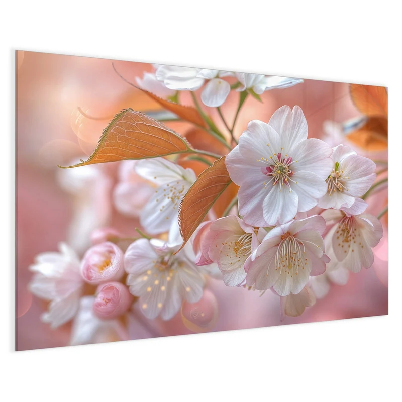 Glas Magnettafel - Blüten mit Bronzelaub