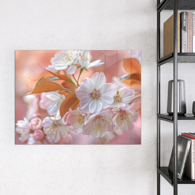 Glas Magnettafel - Blüten mit Bronzelaub
