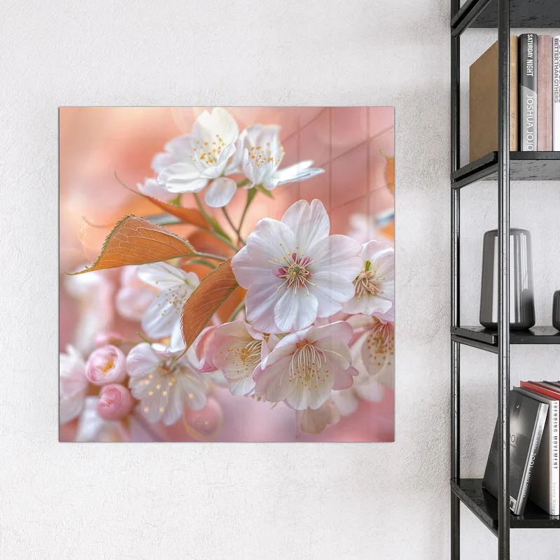 Glas Magnettafel - Blüten mit Bronzelaub