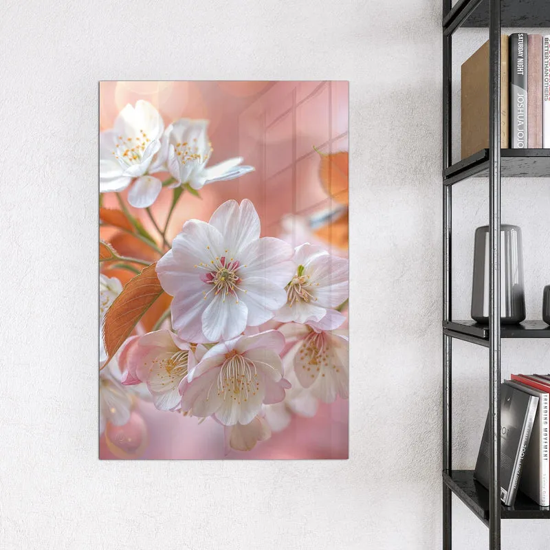 Glas Magnettafel - Blüten mit Bronzelaub