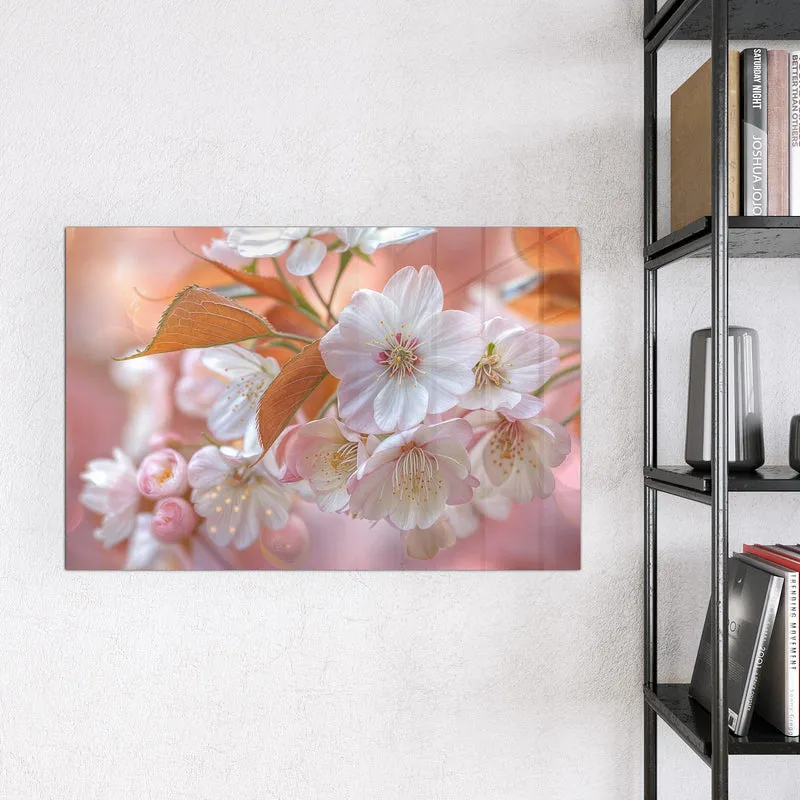 Glas Magnettafel - Blüten mit Bronzelaub