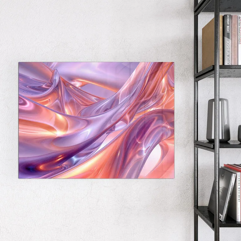 Glas Magnettafel - Glänzende Lilawellen