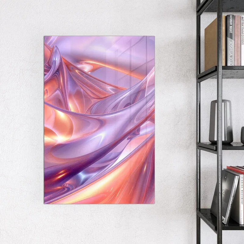Glas Magnettafel - Glänzende Lilawellen