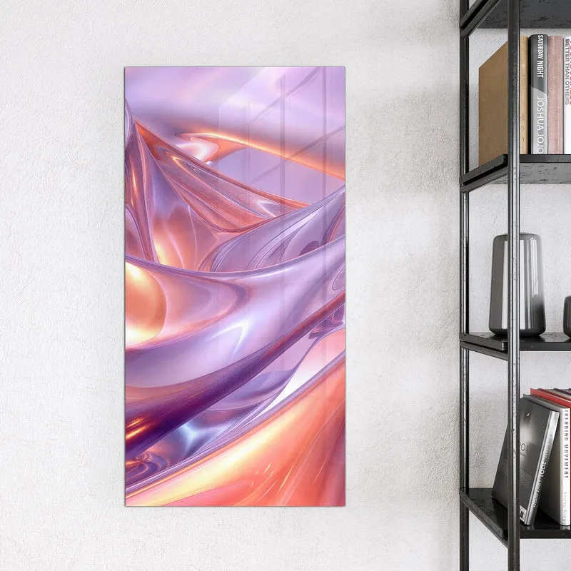 Glas Magnettafel - Glänzende Lilawellen