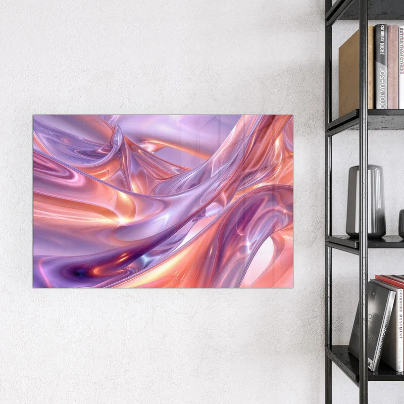 Glas Magnettafel - Glänzende Lilawellen
