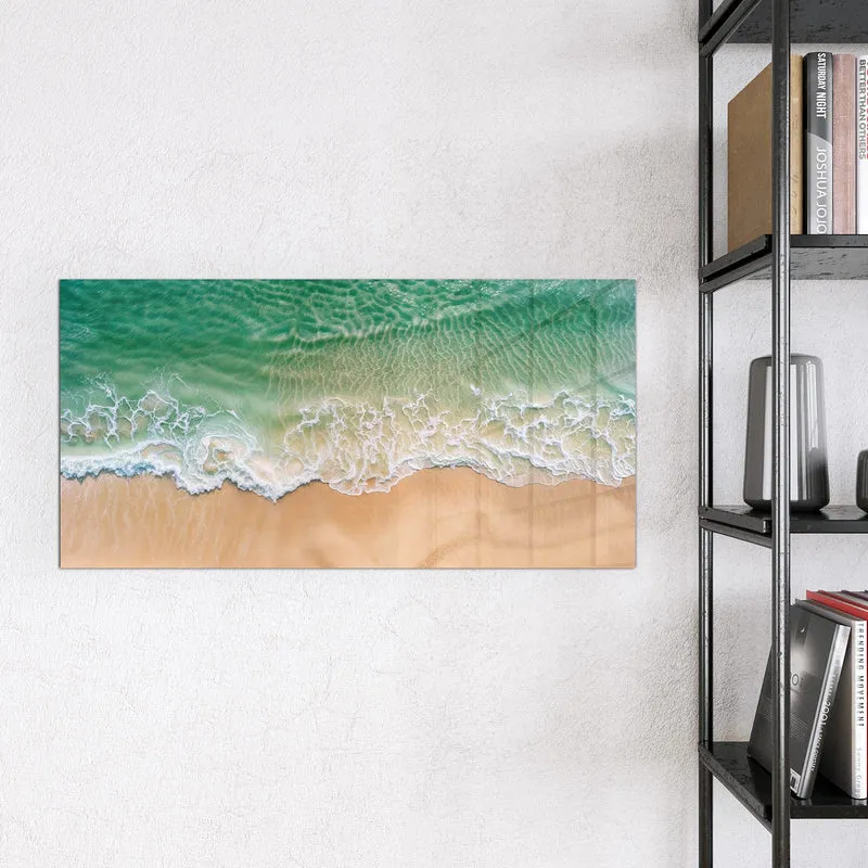 Glas Magnettafel - Türkis auf goldenem Sand
