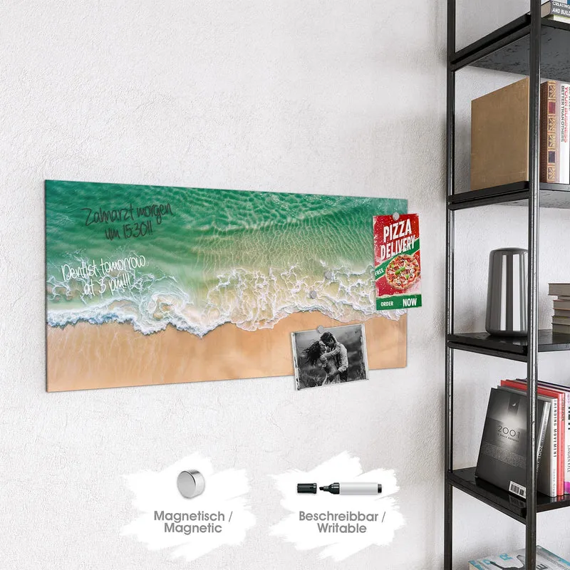 Glas Magnettafel - Türkis auf goldenem Sand