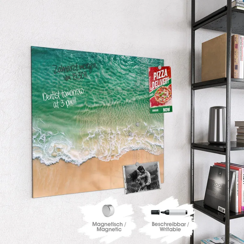 Glas Magnettafel - Türkis auf goldenem Sand