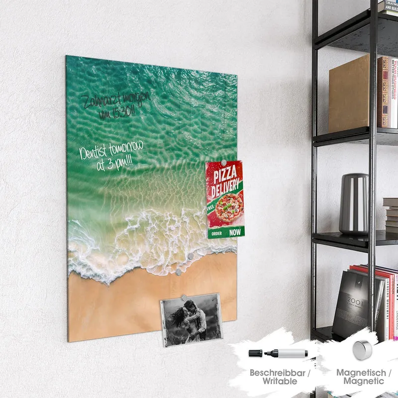 Glas Magnettafel - Türkis auf goldenem Sand