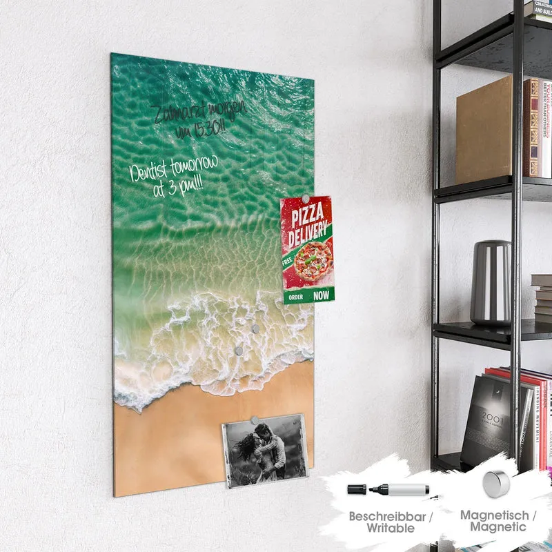 Glas Magnettafel - Türkis auf goldenem Sand
