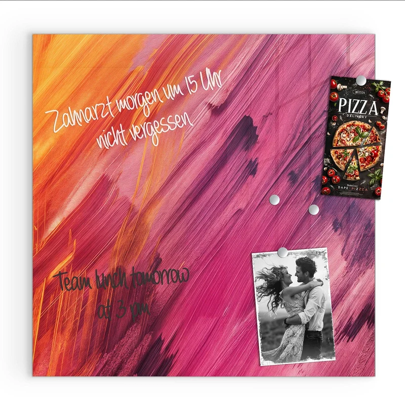 Glas Magnettafel - Diagonale Farbstriche