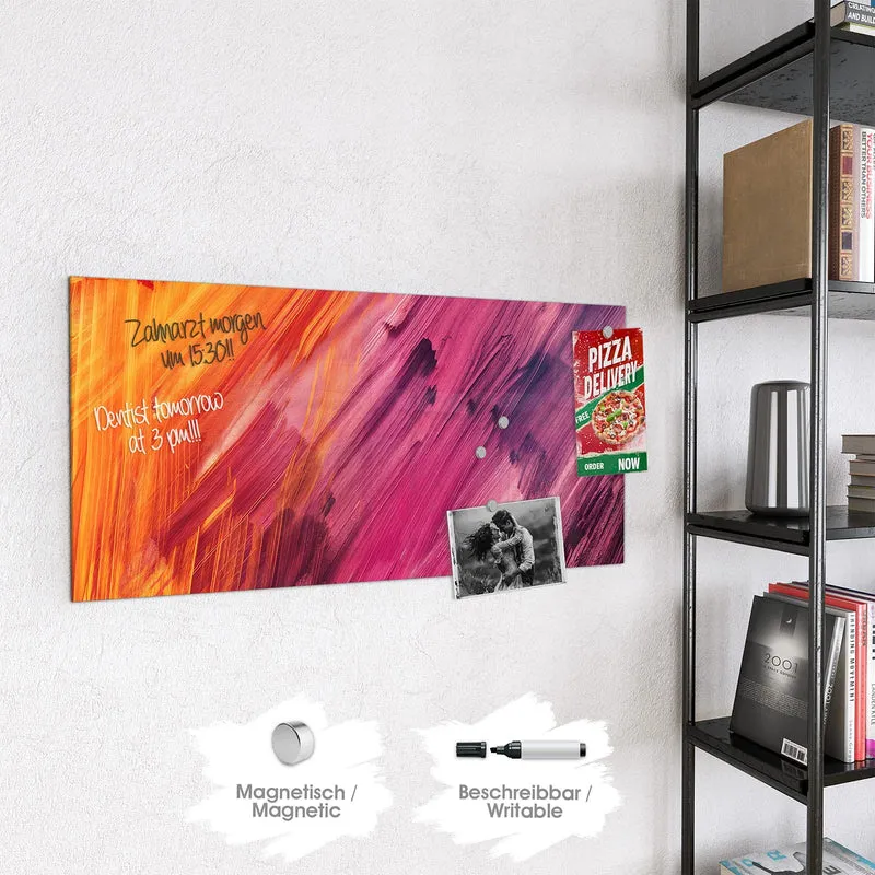 Glas Magnettafel - Diagonale Farbstriche