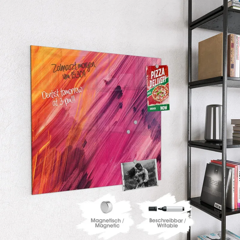 Glas Magnettafel - Diagonale Farbstriche