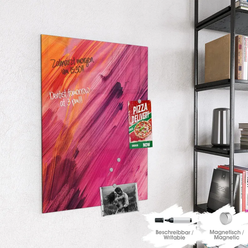 Glas Magnettafel - Diagonale Farbstriche