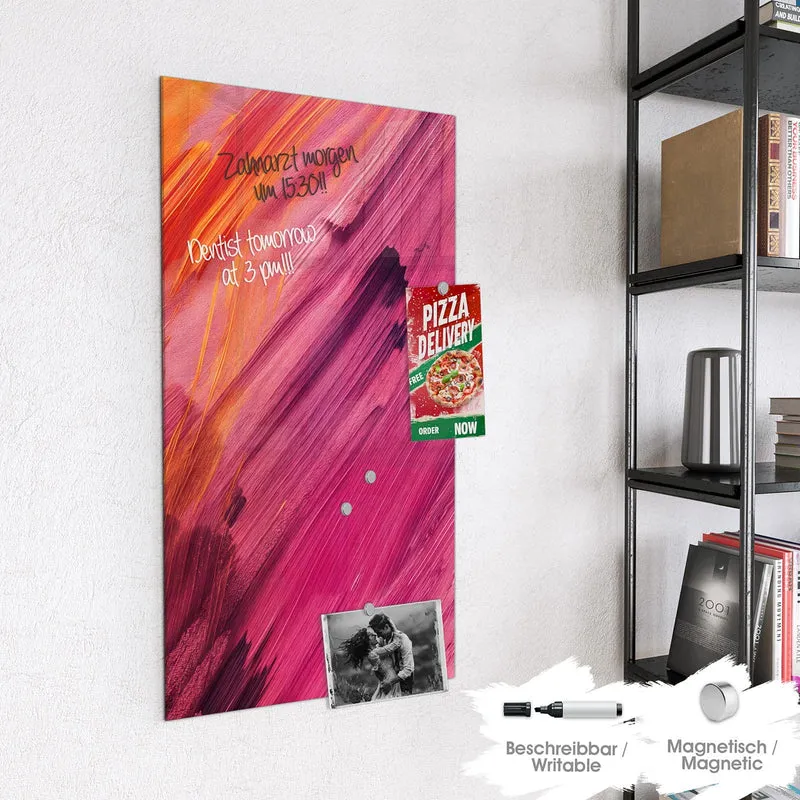 Glas Magnettafel - Diagonale Farbstriche