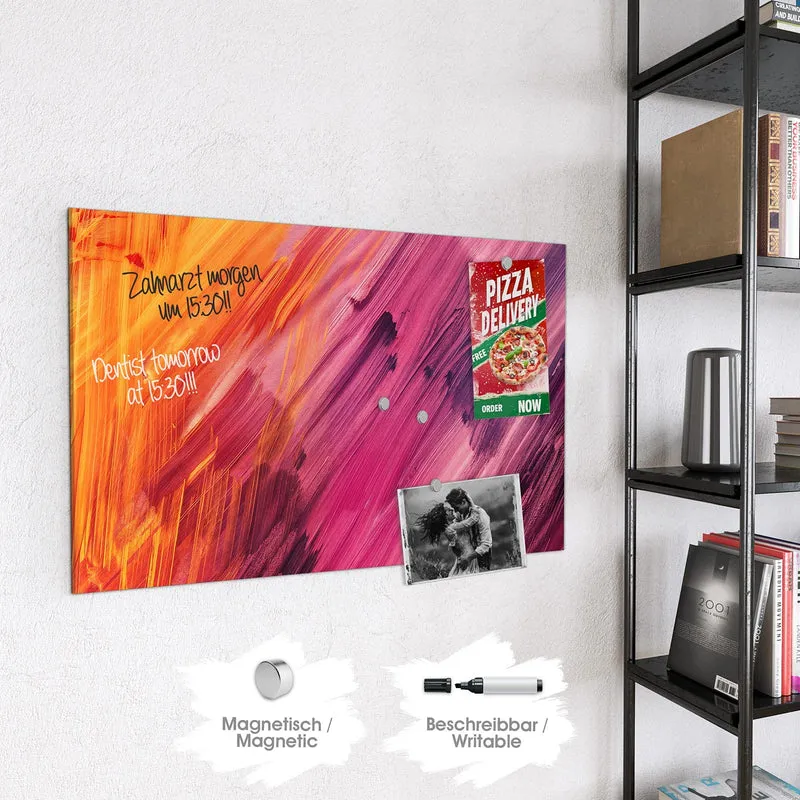 Glas Magnettafel - Diagonale Farbstriche