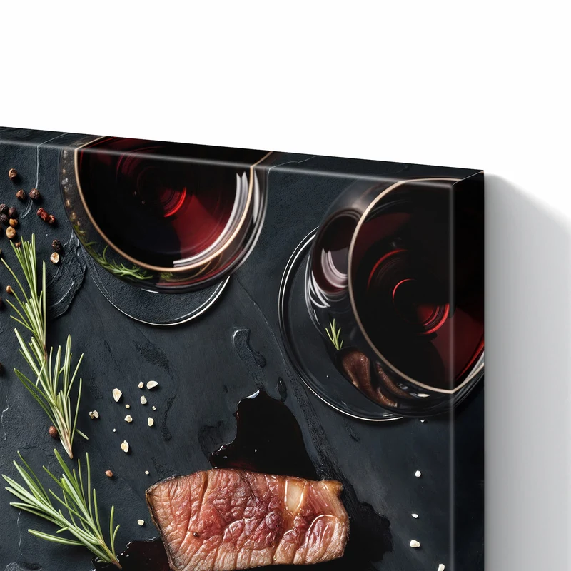Metall Magnettafel - Steak und Rotwein