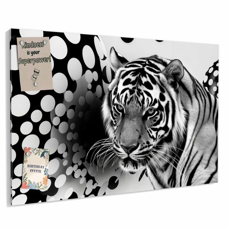 Metall Magnettafel - Tiger und Kreise