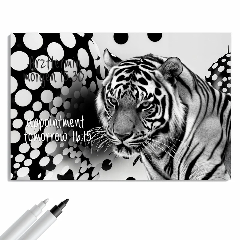 Metall Magnettafel - Tiger und Kreise