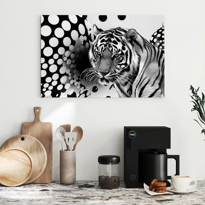 Metall Magnettafel - Tiger und Kreise