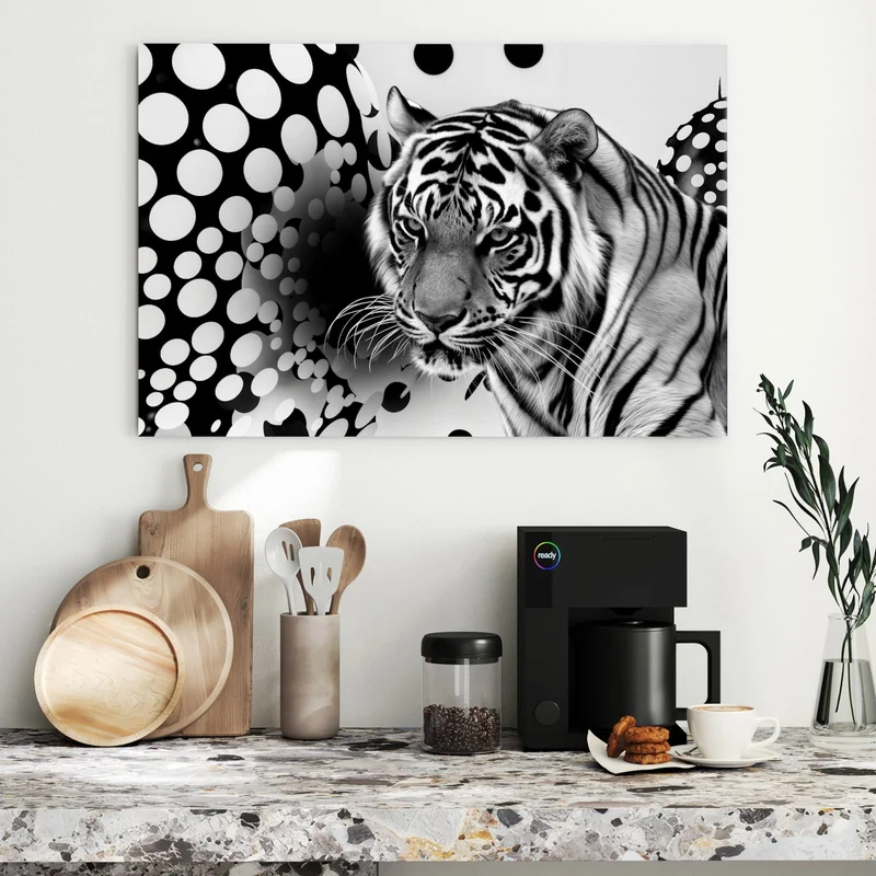 Metall Magnettafel - Tiger und Kreise