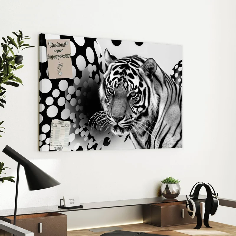 Metall Magnettafel - Tiger und Kreise