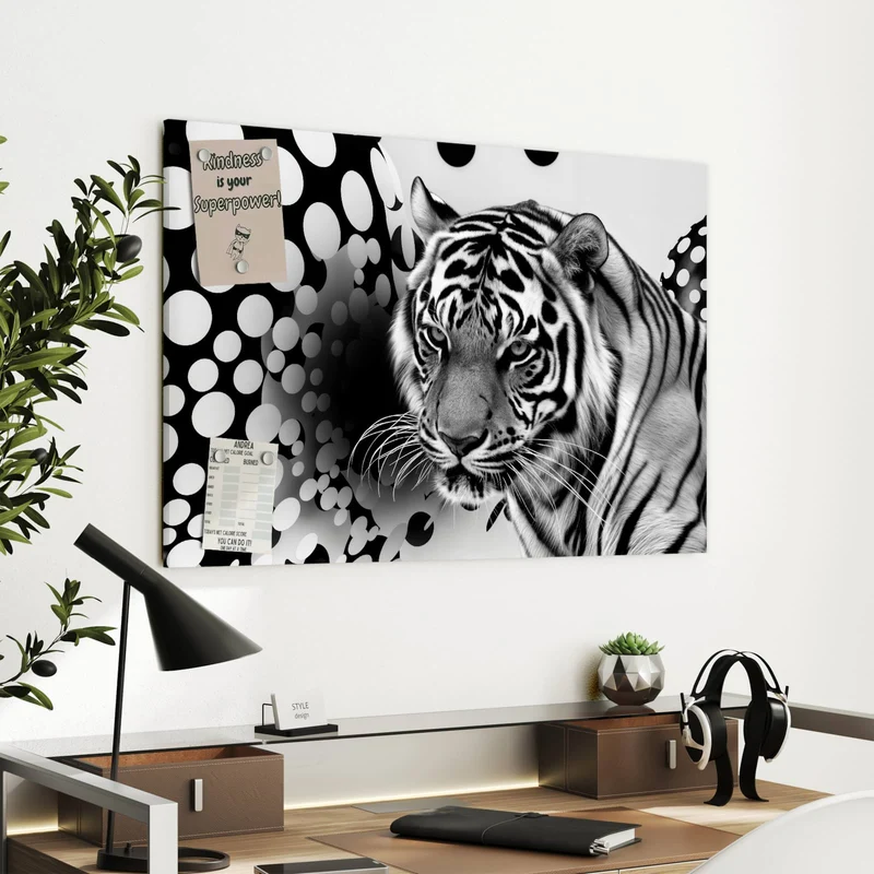 Metall Magnettafel - Tiger und Kreise