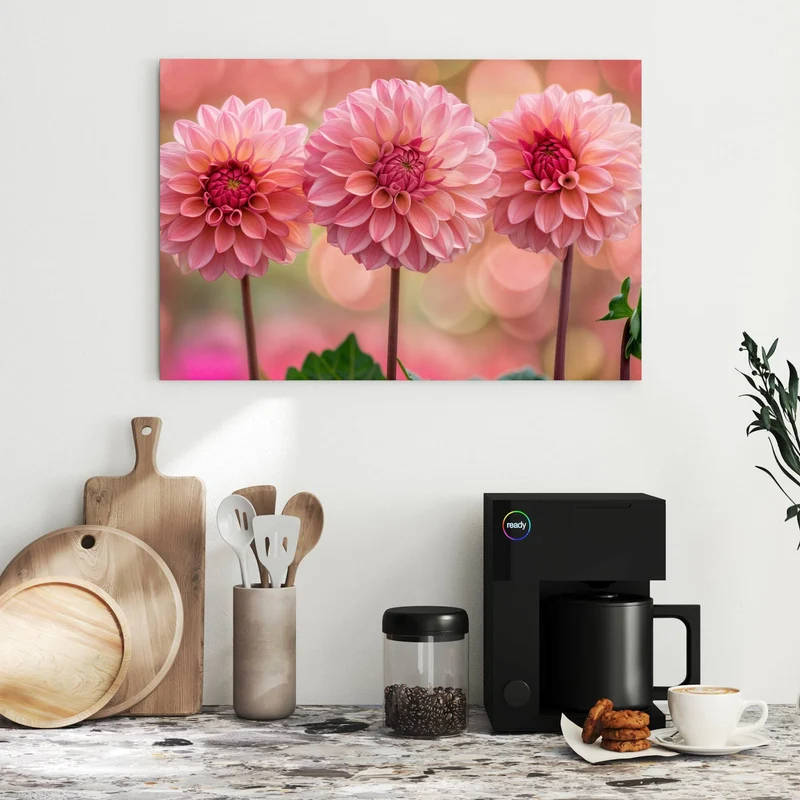 Metall Magnettafel - Drei rosa Dahlien