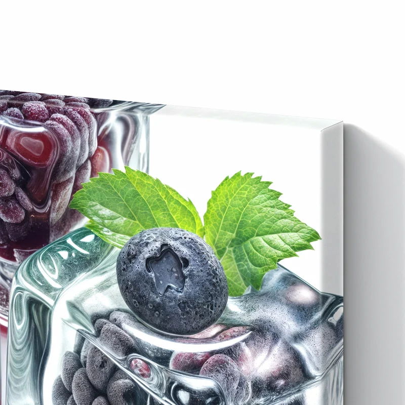 Metall Magnettafel - Beeren und Minze im Eis