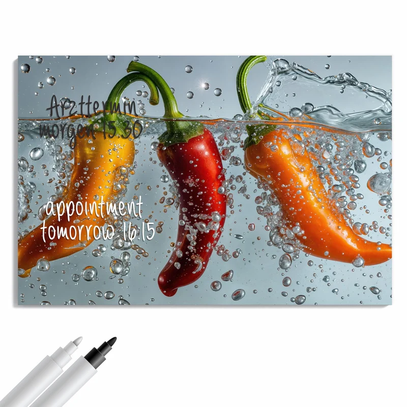 Metall Magnettafel - Spritzige Paprika