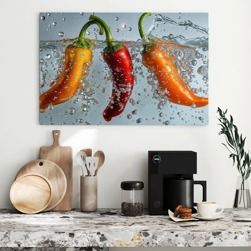 Metall Magnettafel - Spritzige Paprika