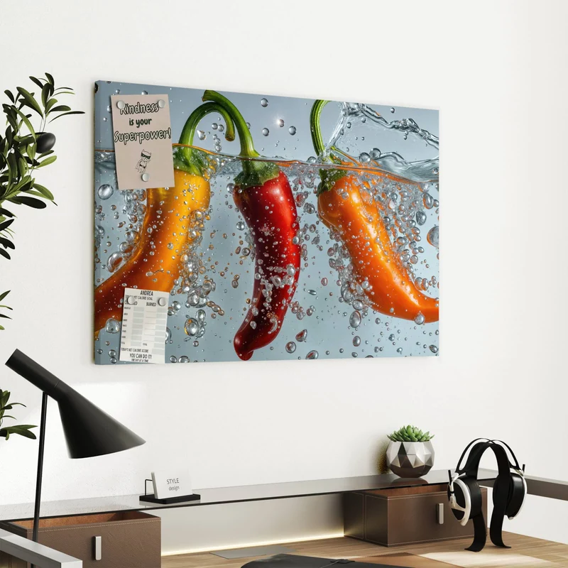 Metall Magnettafel - Spritzige Paprika