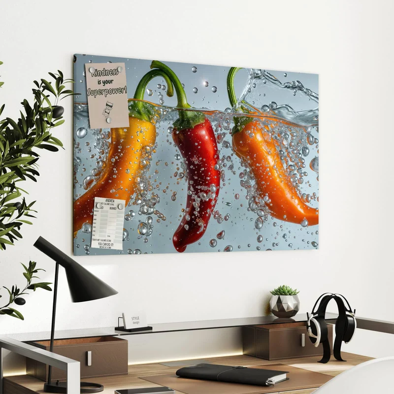 Metall Magnettafel - Spritzige Paprika