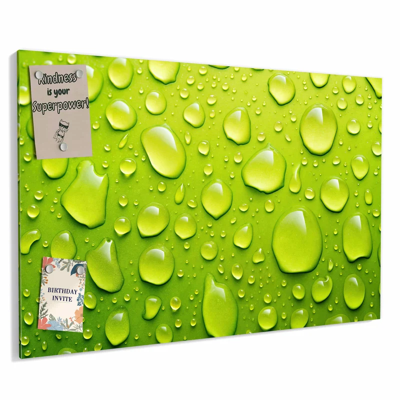 Metall Magnettafel - Tropfen auf Grün