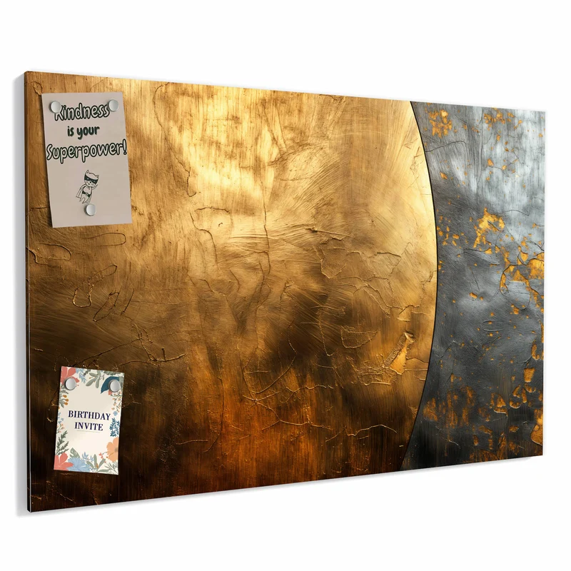 Metall Magnettafel - Goldbogen auf Grau
