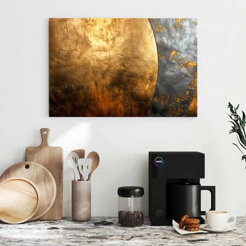 Metall Magnettafel - Goldbogen auf Grau