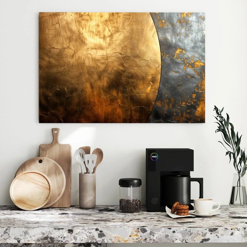 Metall Magnettafel - Goldbogen auf Grau