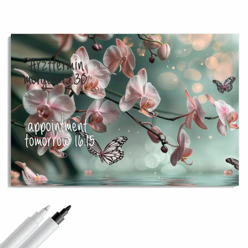 Metall Magnettafel - Orchidee am Wasser
