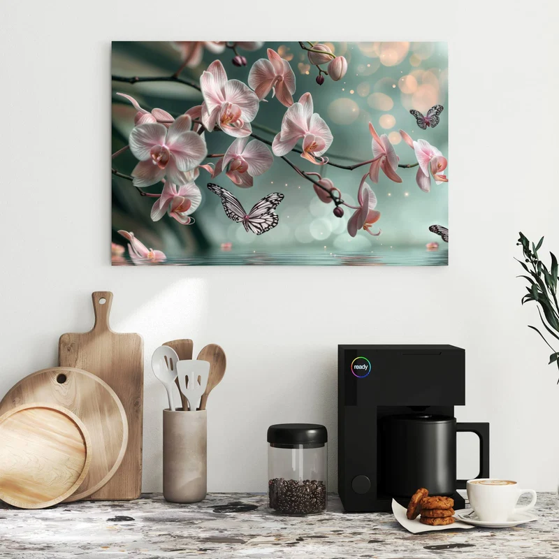 Metall Magnettafel - Orchidee am Wasser