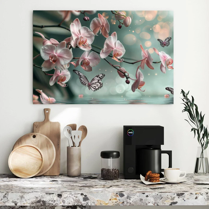 Metall Magnettafel - Orchidee am Wasser