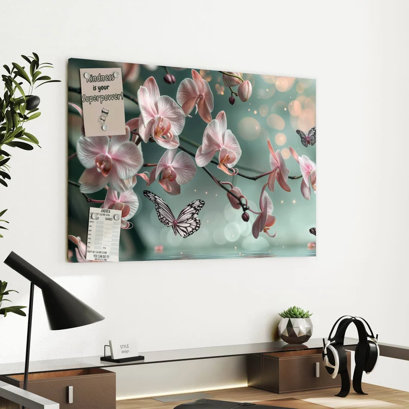 Metall Magnettafel - Orchidee am Wasser
