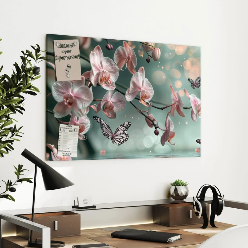 Metall Magnettafel - Orchidee am Wasser