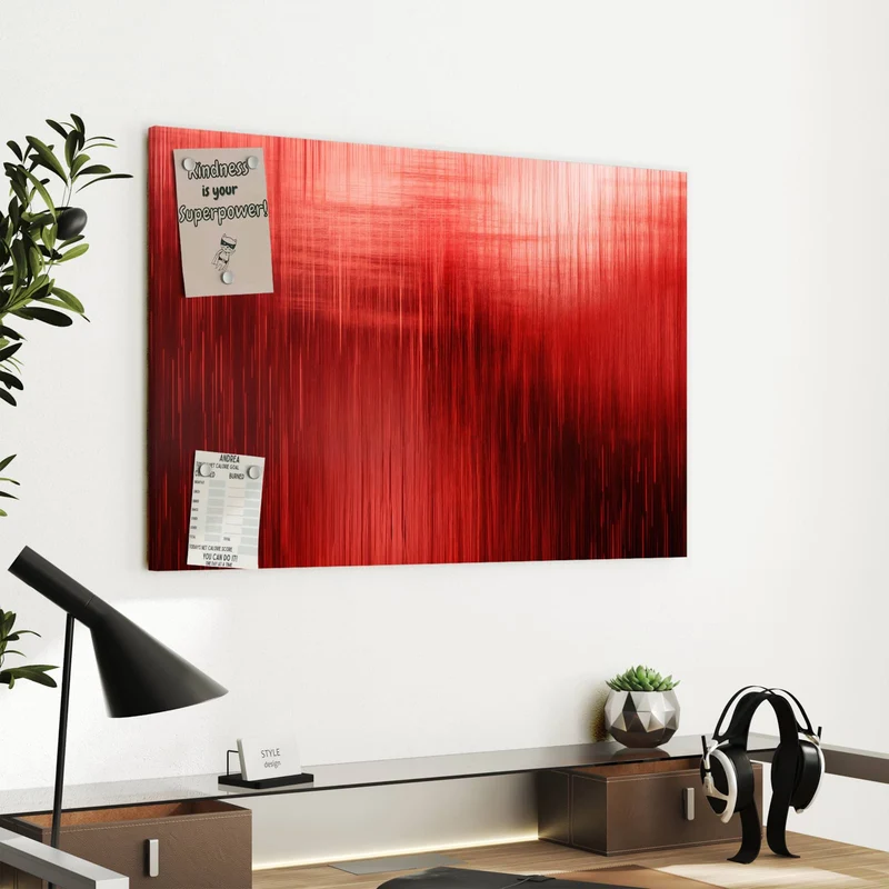 Metall Magnettafel - Vertikale Linien in Rot