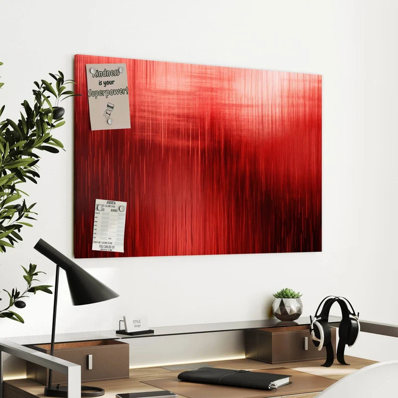 Metall Magnettafel - Vertikale Linien in Rot